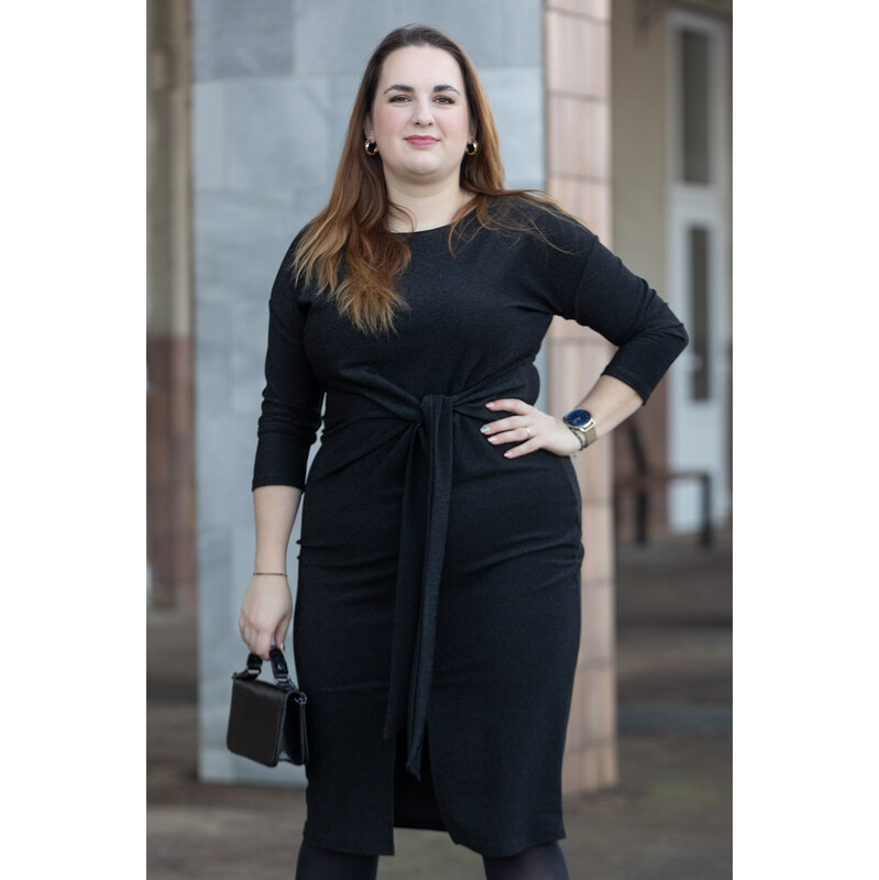 Natalien Elegantní šaty EMILIA Barva: Černý třpyt, Velikost: 38