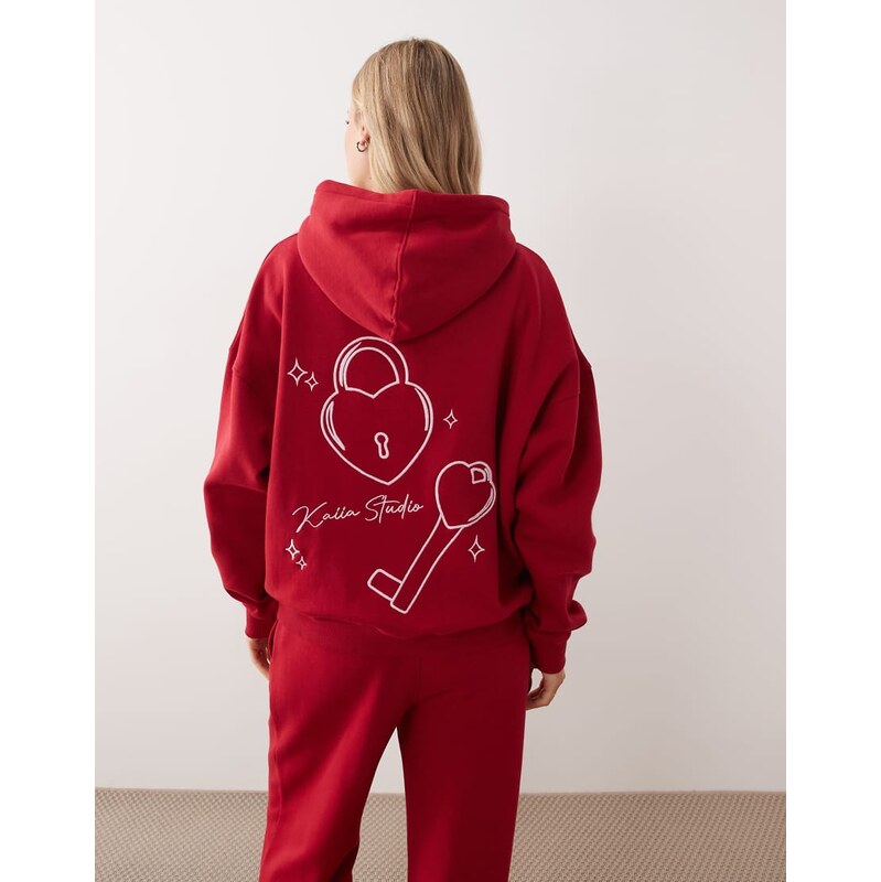 Kaiia Studio cotton rich embroidered lock and key back graphic