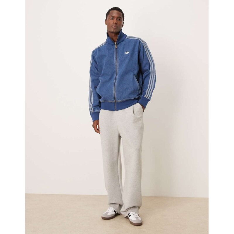 adidas Originals firebird denim track top in vintage blue