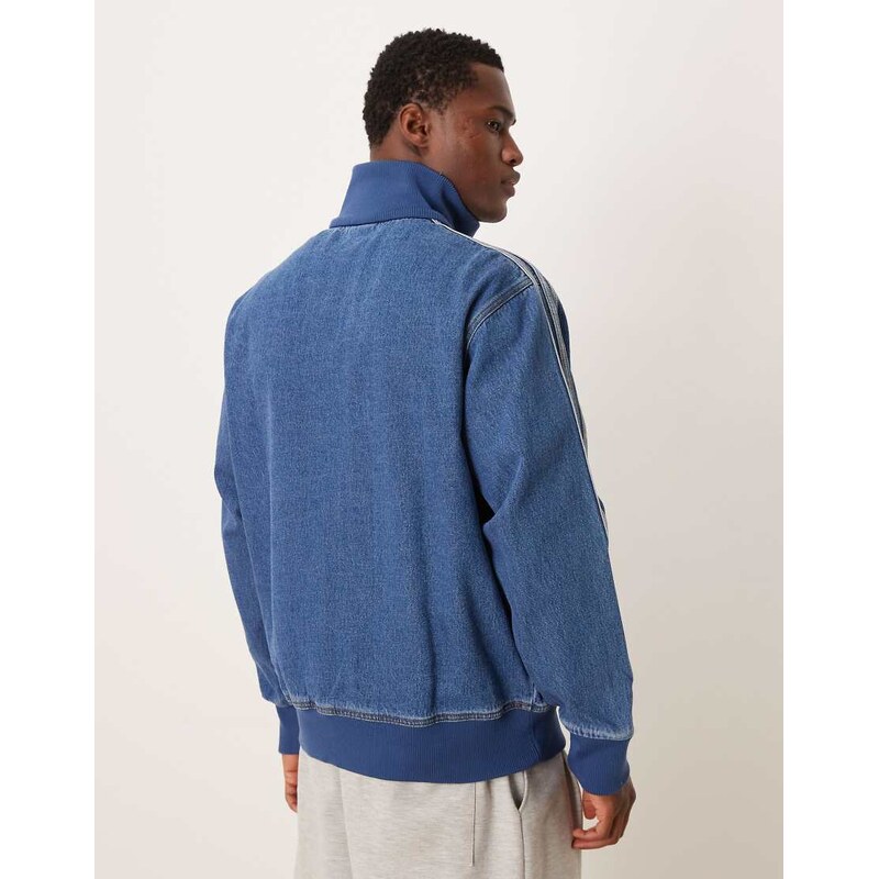 adidas Originals firebird denim track top in vintage blue
