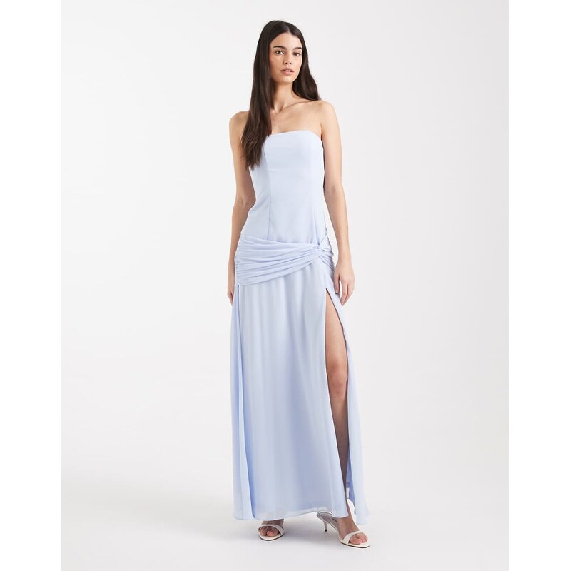 TFNC Bridesmaid chiffon sleeveless drop waist twist detail thigh split 112655549
