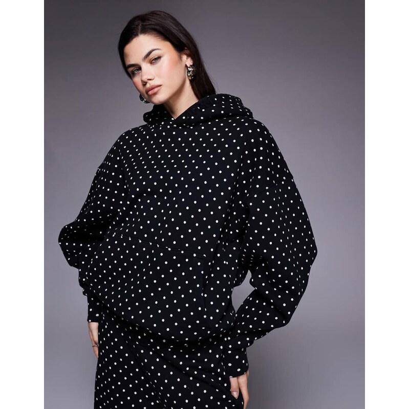 AFRM Blake oversized hoodie co-ord in black polka dot 112653861