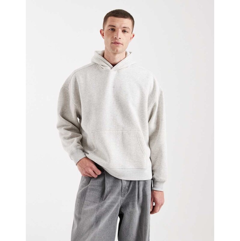 Hollister boxy fit embedded logo hoodie in grey-Green