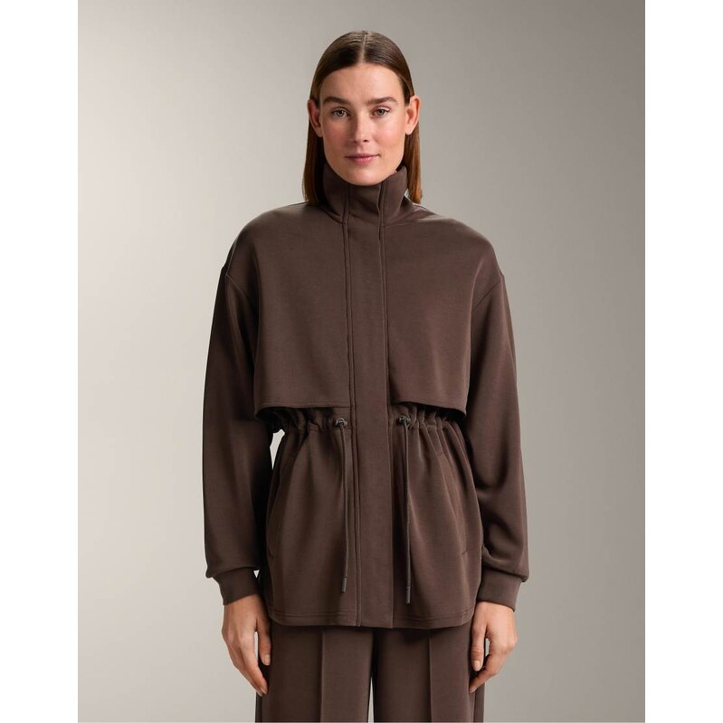 OYSHO Long jacket with soft-touch modal and pockets in dark brown 112653918