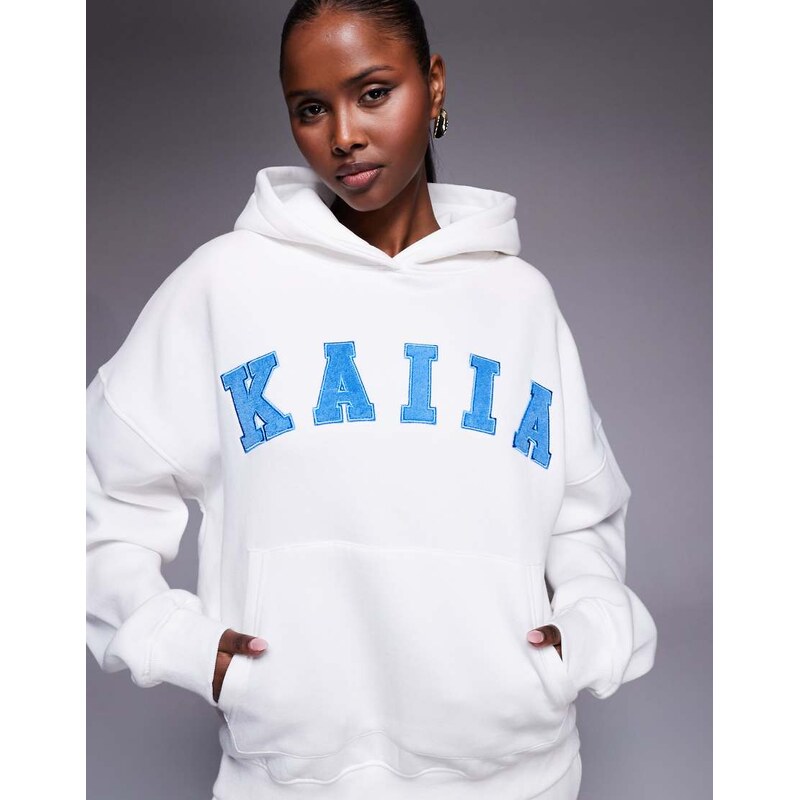 Kaiia cotton rich embroidered logo oversized hoodie co-ord in