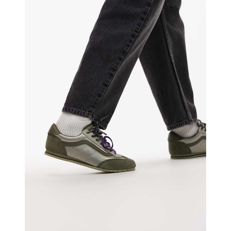 Vans Super Lowpro satin trainers in sage green