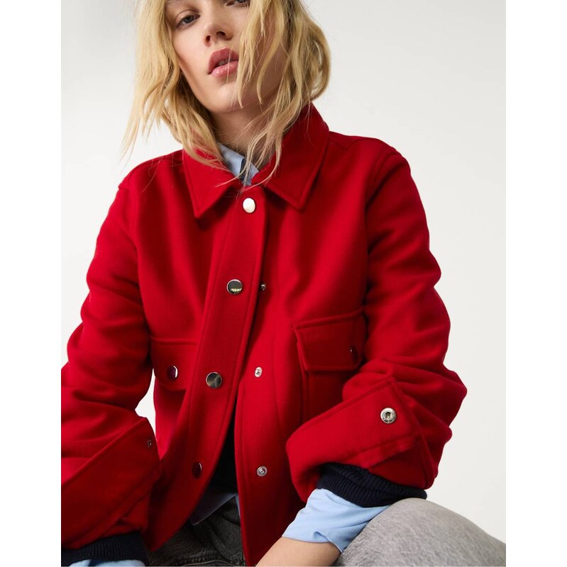 Stradivarius soft short jacket in red 112653957