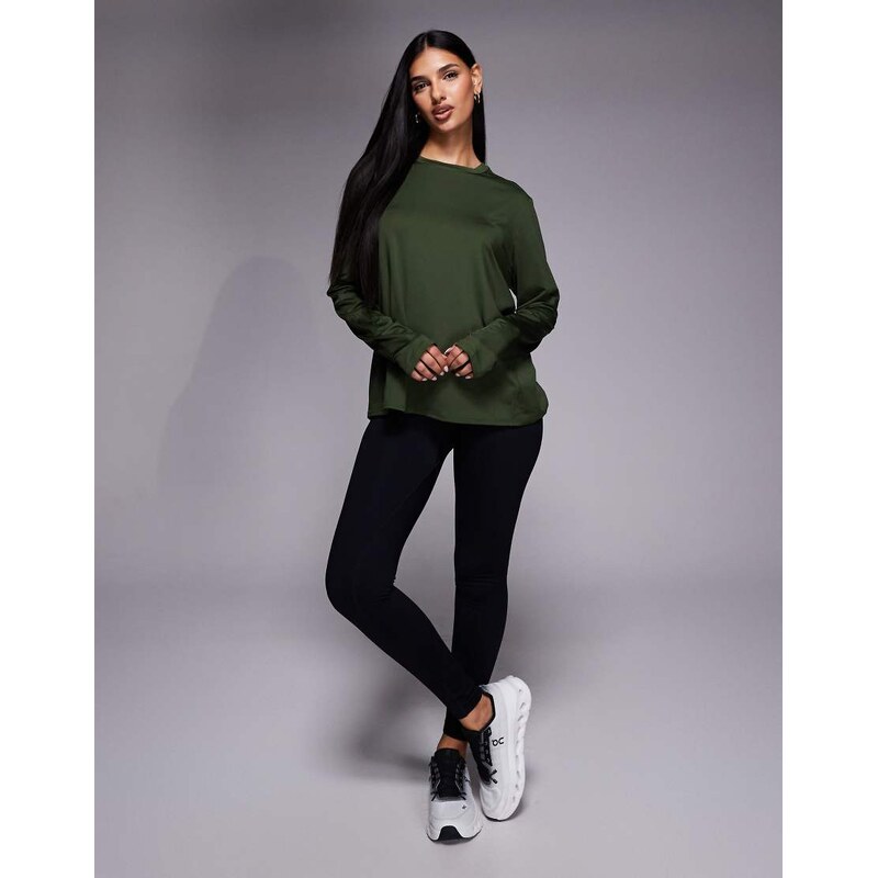 4505 Icon active quick dry long sleeve running top in khaki-Green 112352597
