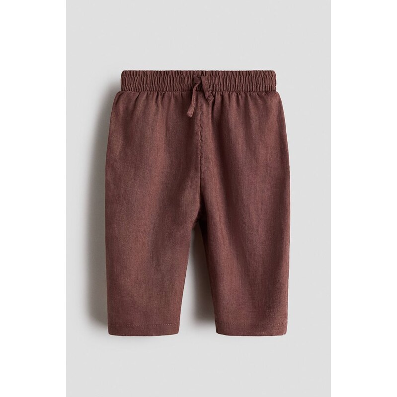 H&M - Lněné kalhoty - Hnědá