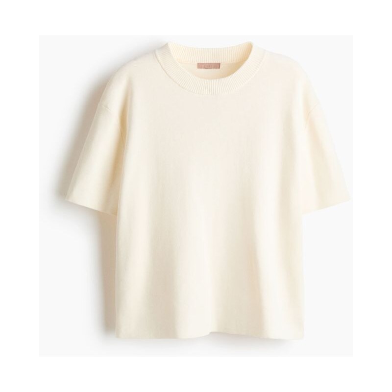 H&M - Top z jemného úpletu - Krémová