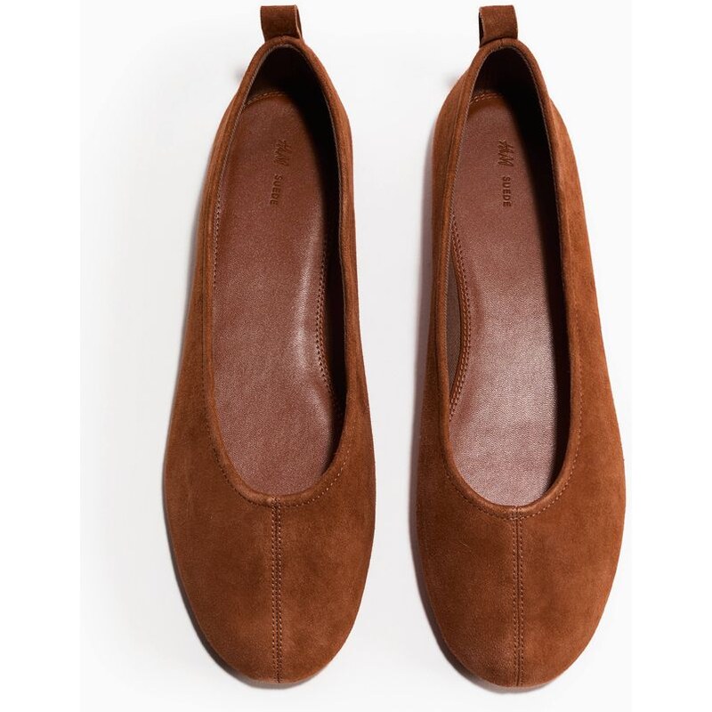 H&M - Semišové balerínky - béžová 112655151