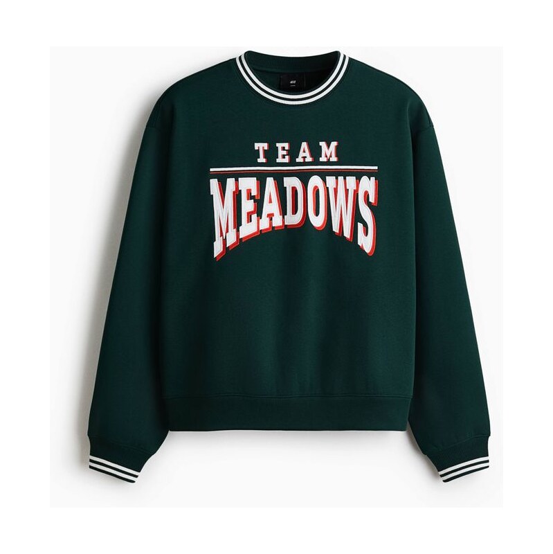H&M - Mikinas potiskem Loose Fit - Tmavě Zelená/Team Meadows