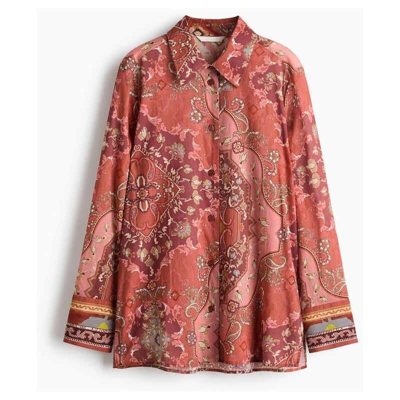 H&M - Bavlněná košiles potiskem - oranžová 112655211