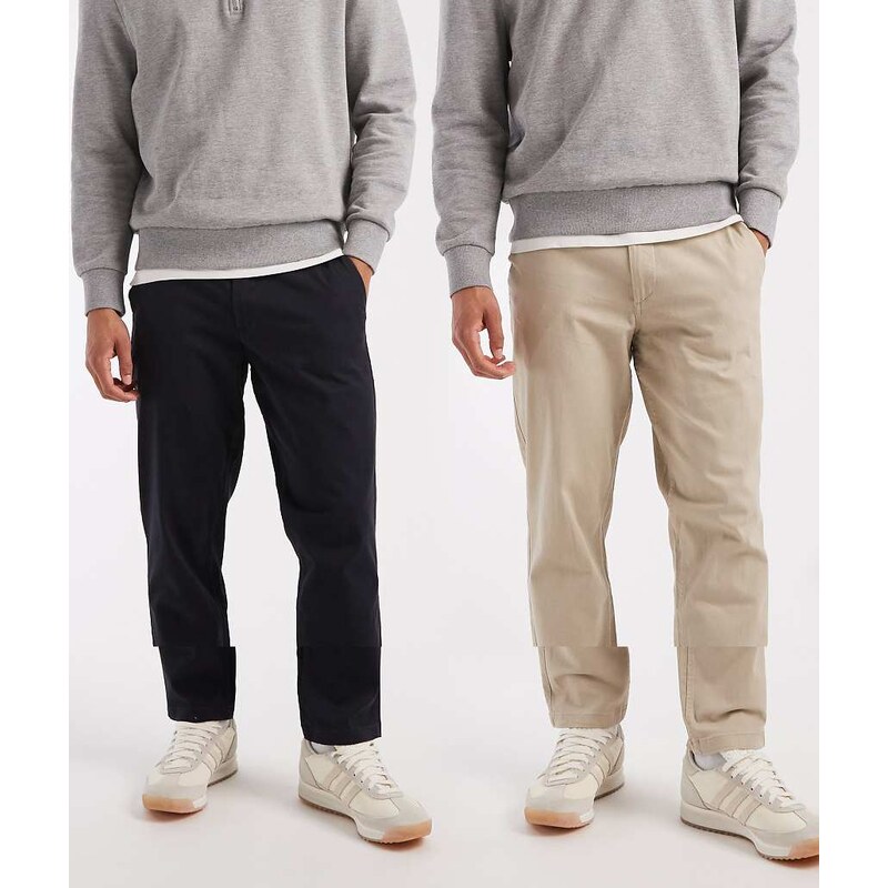 Jack & Jones 2 pack straight chino trousers in beige and navy