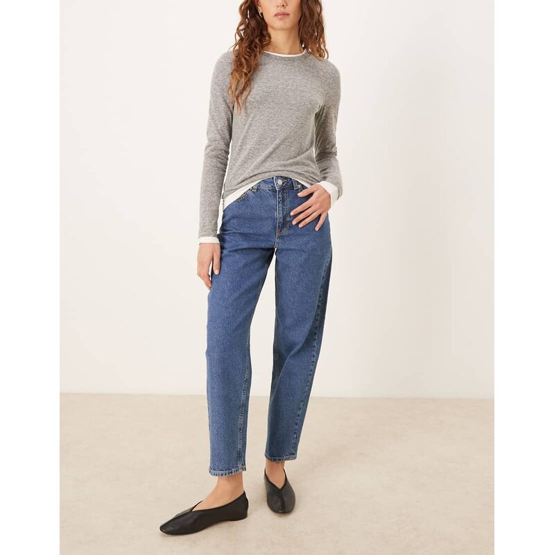 JJXX Lisbon mom jeans in mid blue