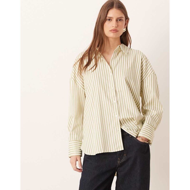JDY loose fit shirt in green stripe