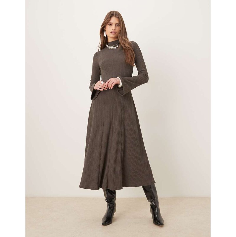 Mango maxi dress with flared sleeves in grey