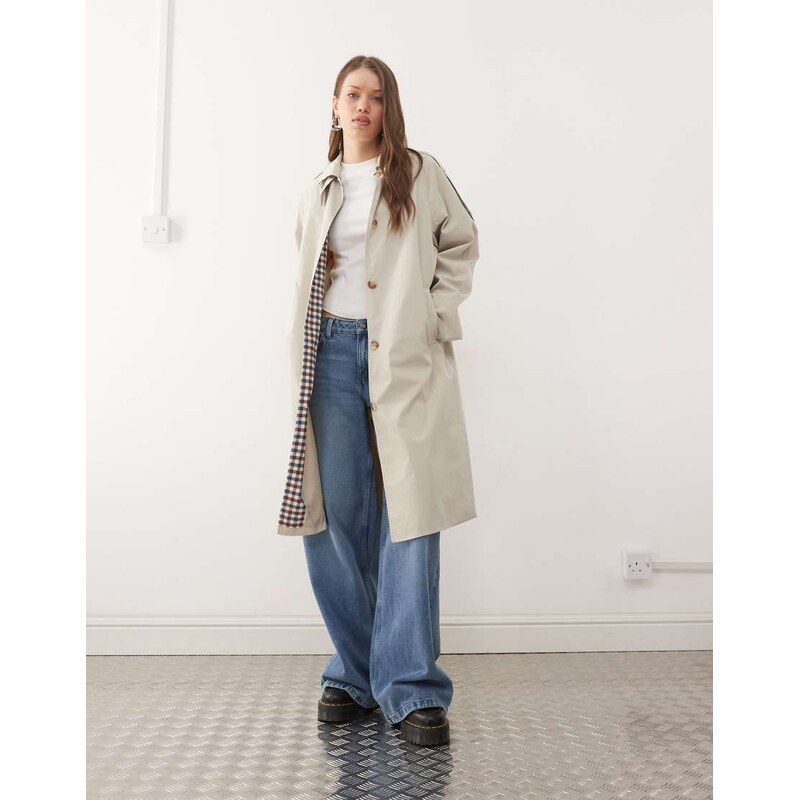 Noisy May midi trench coat in beige-White