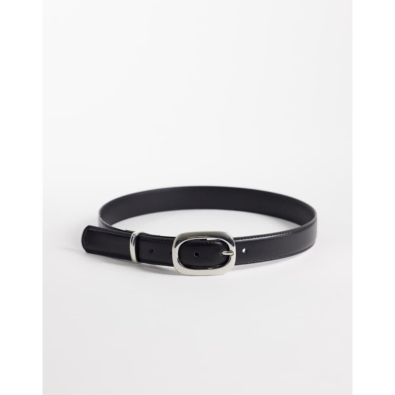 Mango belt with oval buckle hardware in black