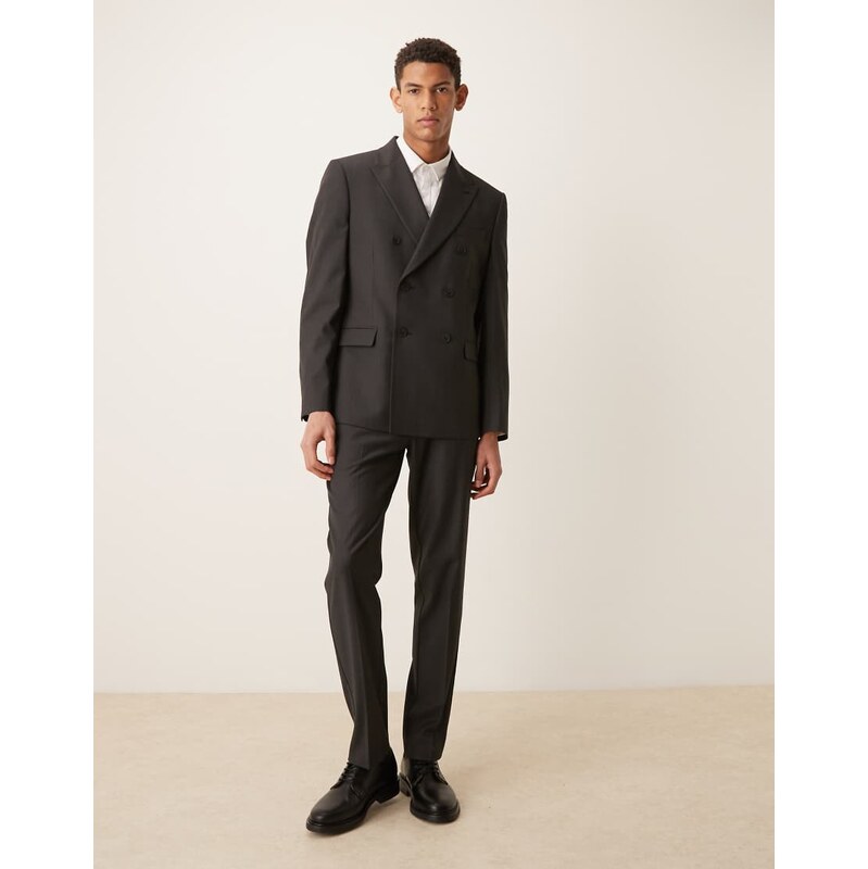 ASOS DESIGN slim suit trousers in black subtle stripe