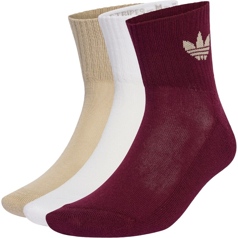 ADIDAS ORIGINALS Ponožky Mid Crew 3 Pairs písková / bordó / bílá