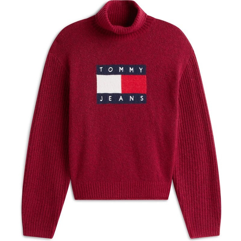 Tommy Jeans Svetr tmavě modrá / bobule / červená / bílá 112658547
