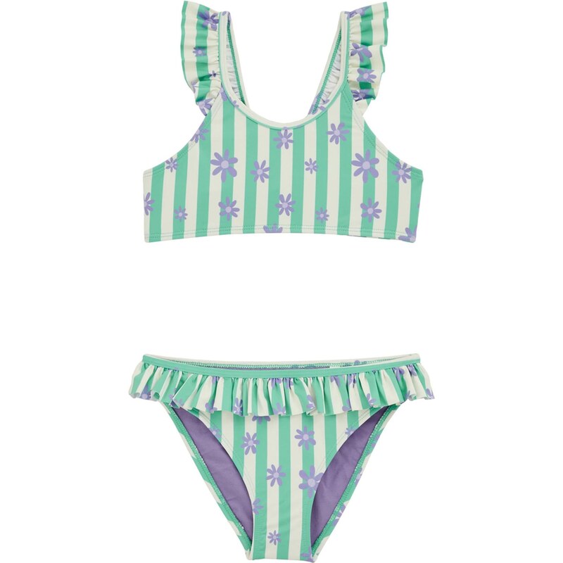WE Fashion Bikiny světle zelená / fialová / bílá