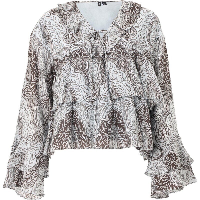 VERO MODA Halenka VMTARA světlemodrá / hnědá