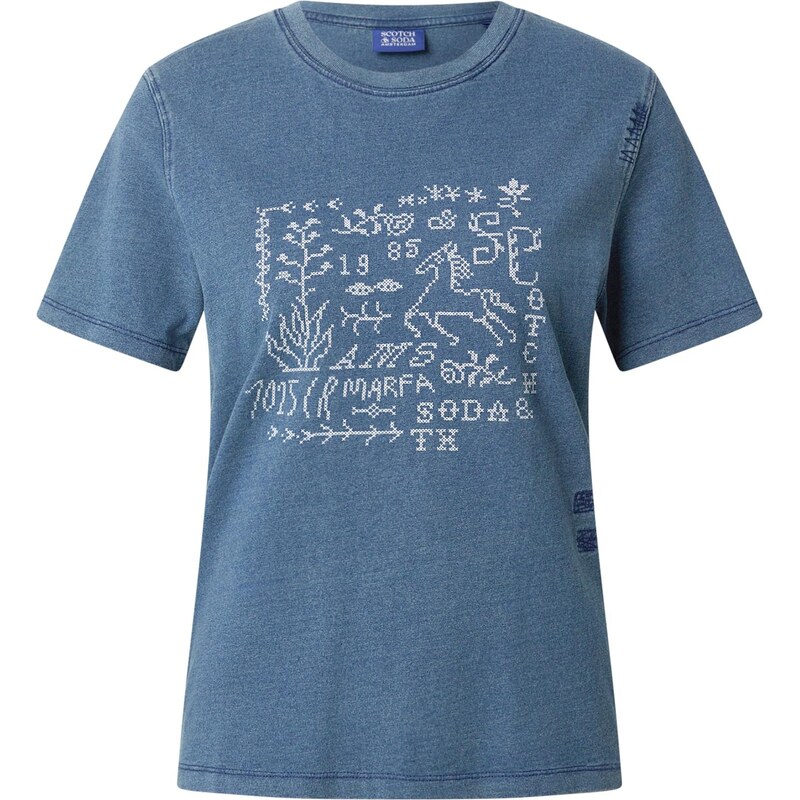 SCOTCH & SODA Tričko modrý melír / bílá