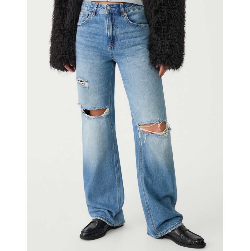 Stradivarius D92 wide leg jeans in light blue 112670471