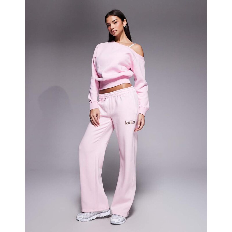 Kaiia cotton rich animal star logo graphic wide leg jogger co