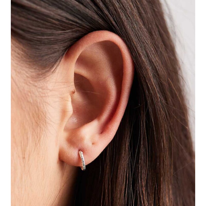 Kingsley Ryan 10mm ridged hoop earrings in silver 113089140