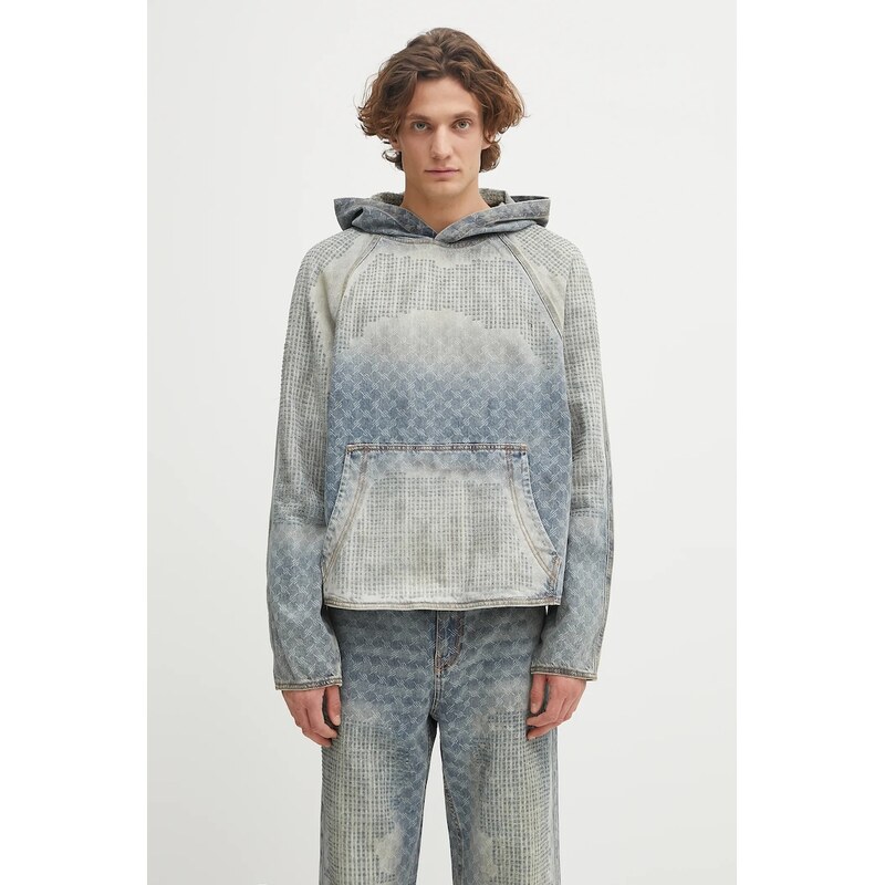 Daily Paper Džínová mikina Daily Paper Destroyed Denim Hoodie