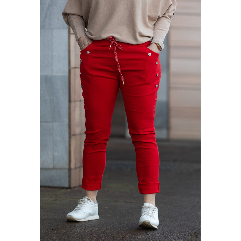 Italy fashion Pružné kalhoty LOKI Barva: Červená, Velikost: UNI: M-XL 106399500