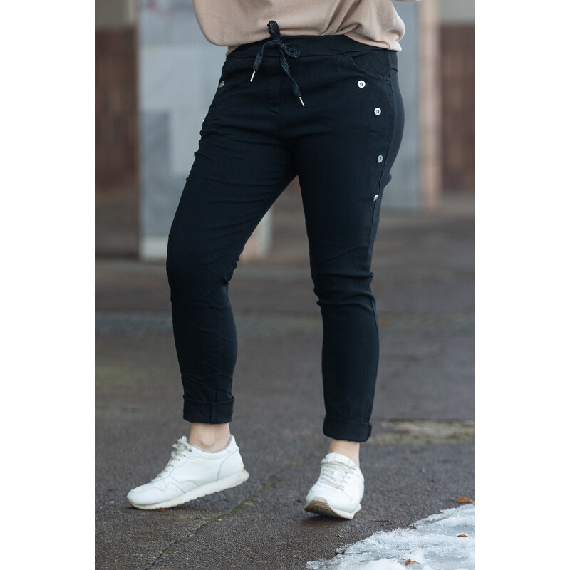 Italy fashion Pružné kalhoty LOKI Barva: Černá, Velikost: UNI: M-XL 106509114