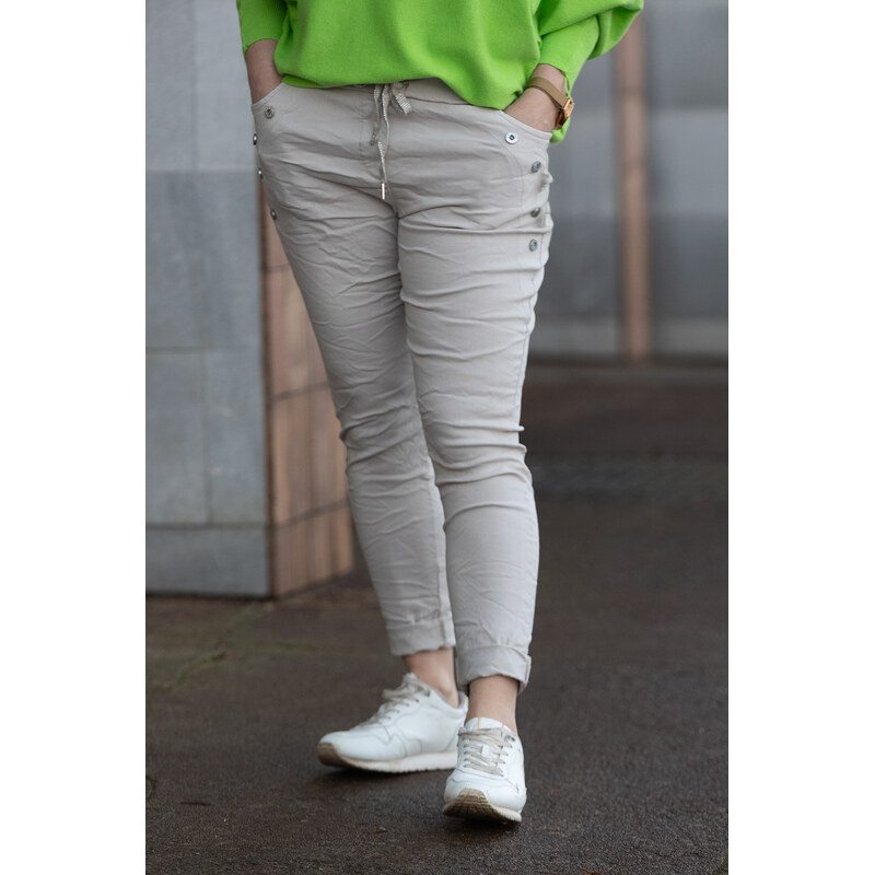 Italy fashion Pružné kalhoty LOKI Barva: Krémová, Velikost: UNI:
