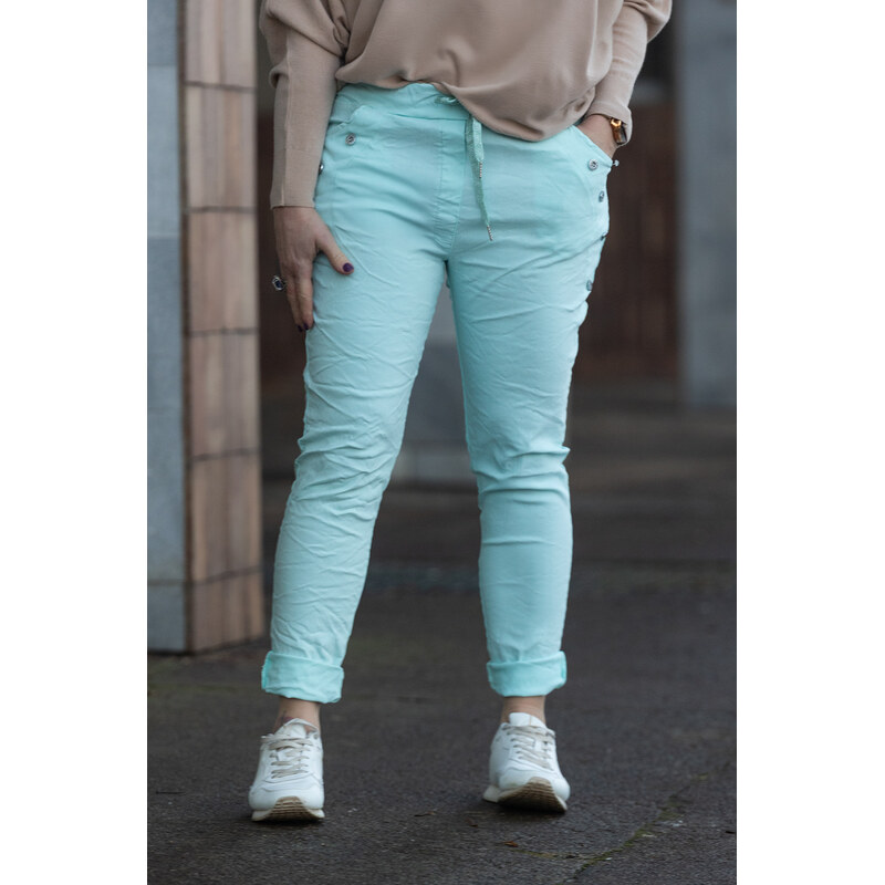 Italy fashion Pružné kalhoty LOKI Barva: mintová, Velikost: UNI: