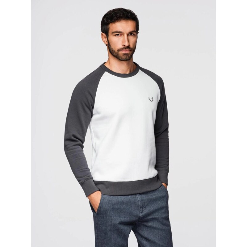 Ombre Clothing Moderní bílo-grafitová mikina bez kapuce V1 SSNZ