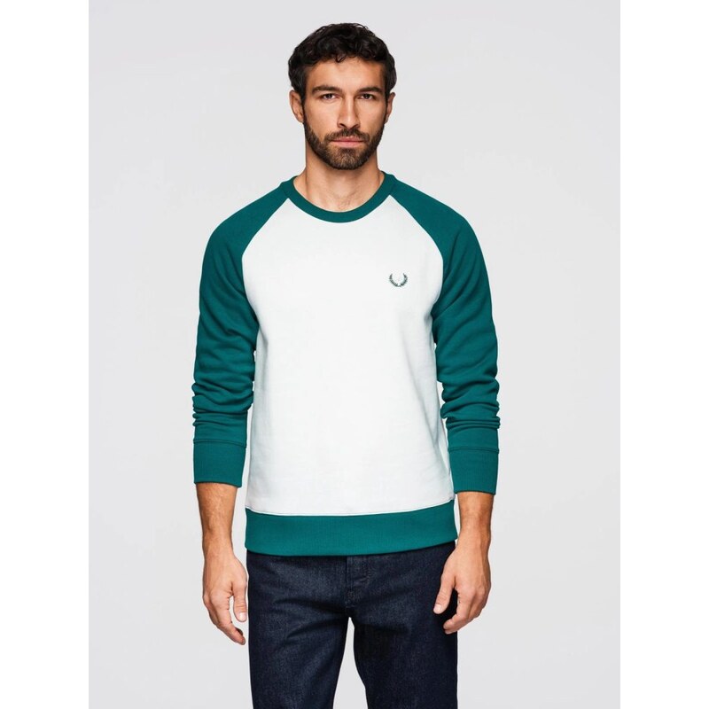 Ombre Clothing Moderní bílo-zelená mikina bez kapuce V1 SSNZ