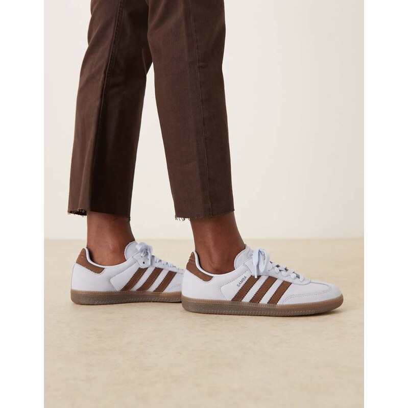 adidas Originals Samba OG trainers in light blue and brown