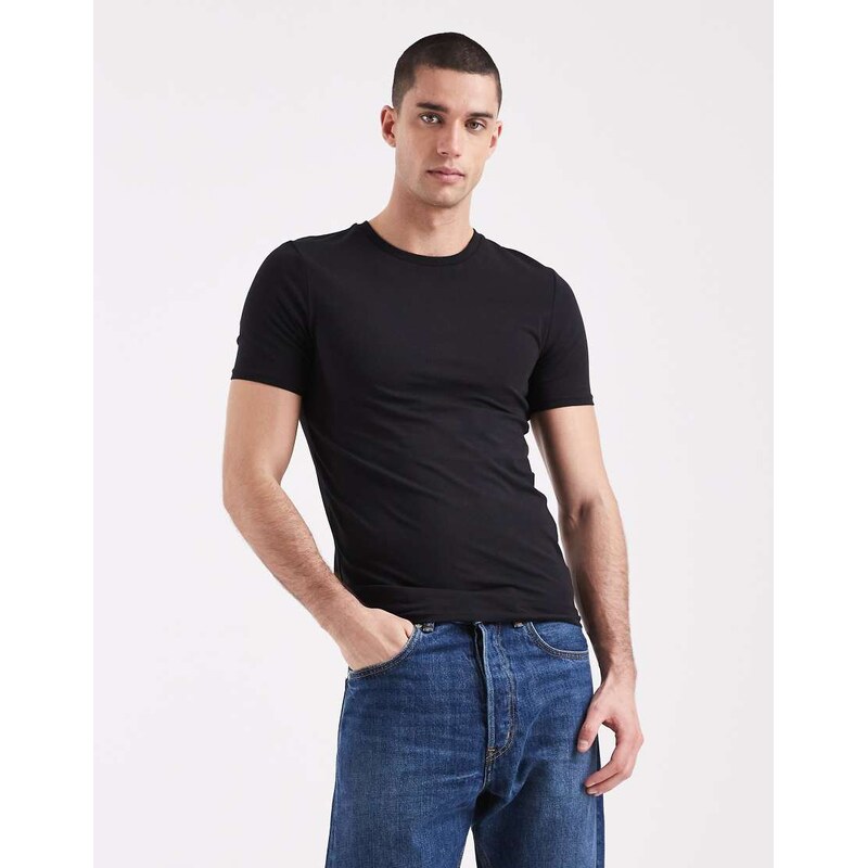 ASOS DESIGN Essentials muscle fit t-shirt in black