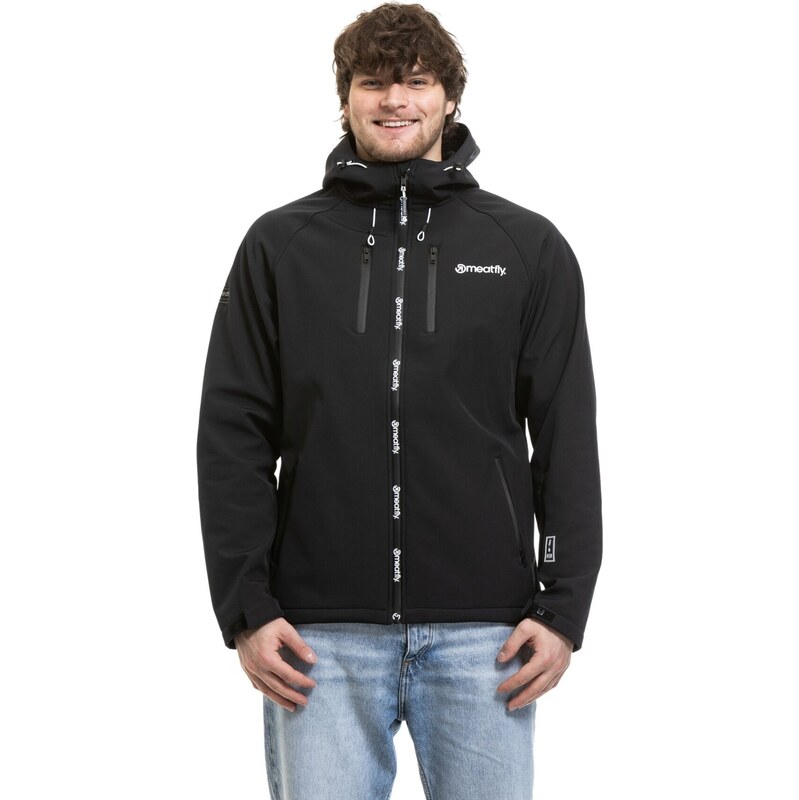 Meatfly pánská softshell bunda Rasmussen Black | Černá
