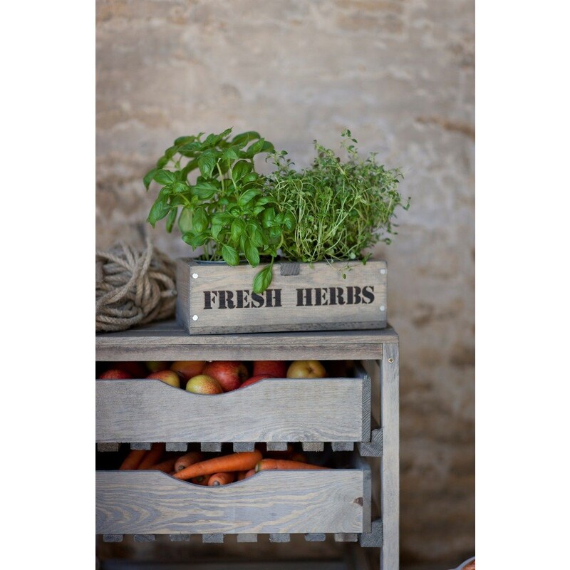 Garden Trading Dřevěný truhlík s květníčky Fresh herbs