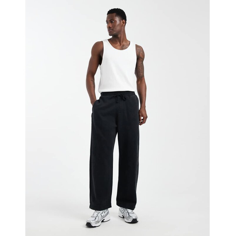 Hollister super baggy graphic joggers in washed black-Grey