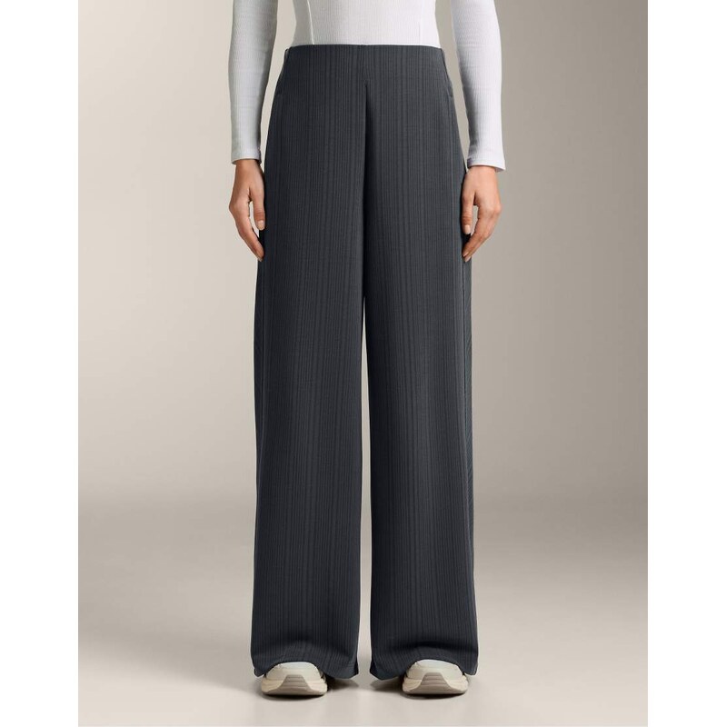 OYSHO Asymmetric stripe trousers with modal in grey 112676727