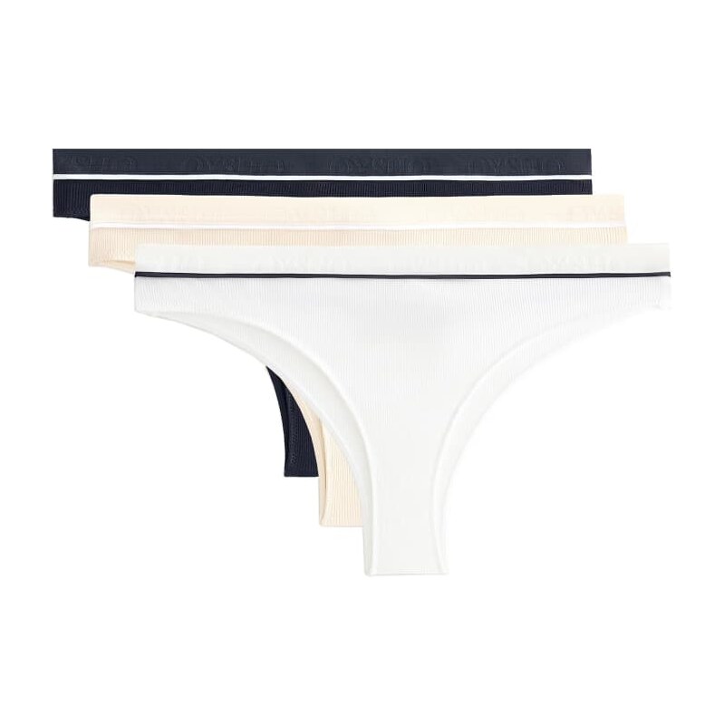 OYSHO 3 rib cotton blend brazilian briefs in yellow 112746613