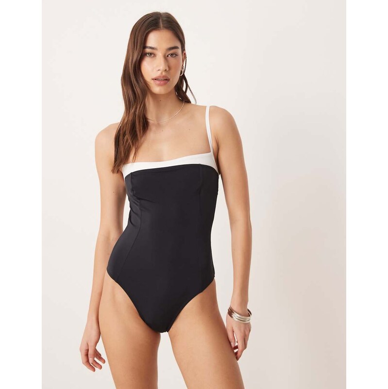 Free Society monochrome swimsuit in black