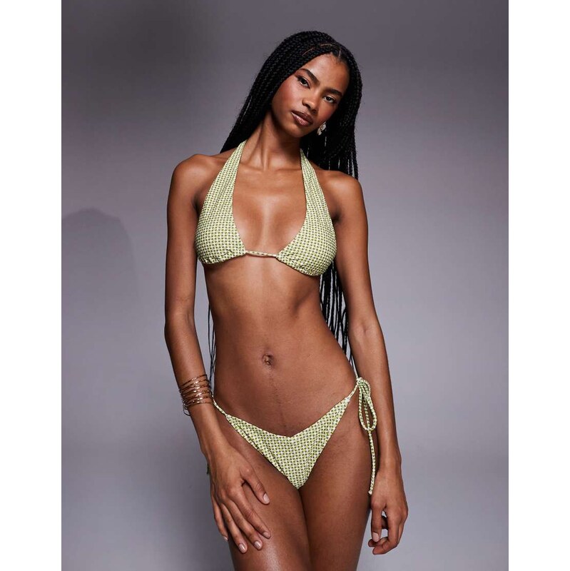 Candypants geometric tieside bikini bottom in green multi 112676618