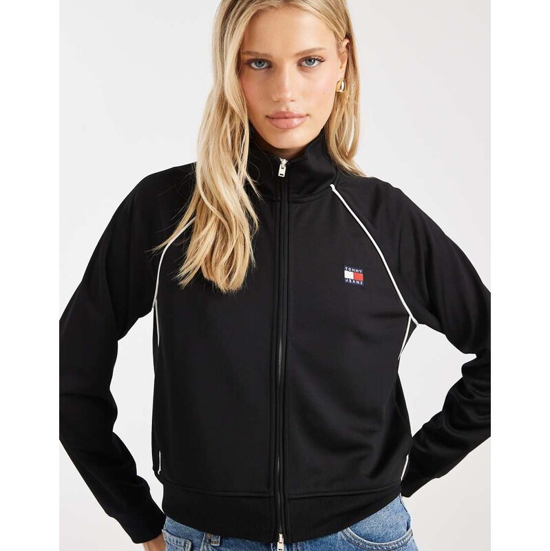 Tommy Jeans badge sporty track jacket in black 112676638