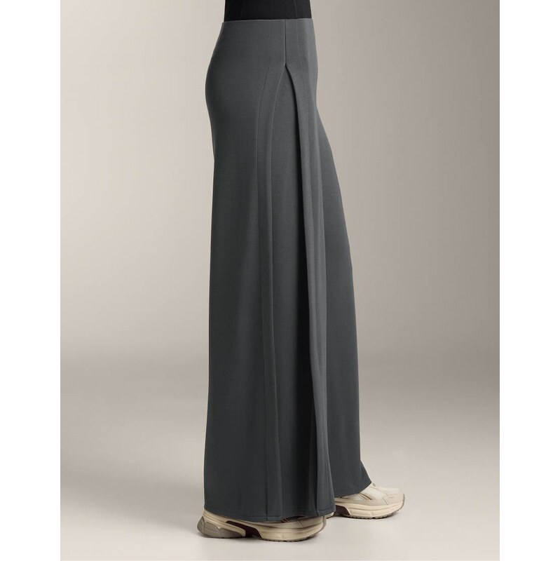 OYSHO Soft-touch wide-leg trousers with side pleat and modal in grey 112676840
